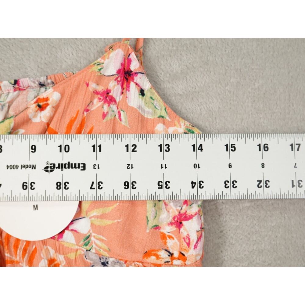 Pink Rose Womens Orange Crop Top Sleeveless Floral Tie Knot Smocked Size M - Picture 3 of 10